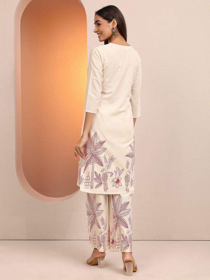 Off White Printed Cotton Co-Ord Sets