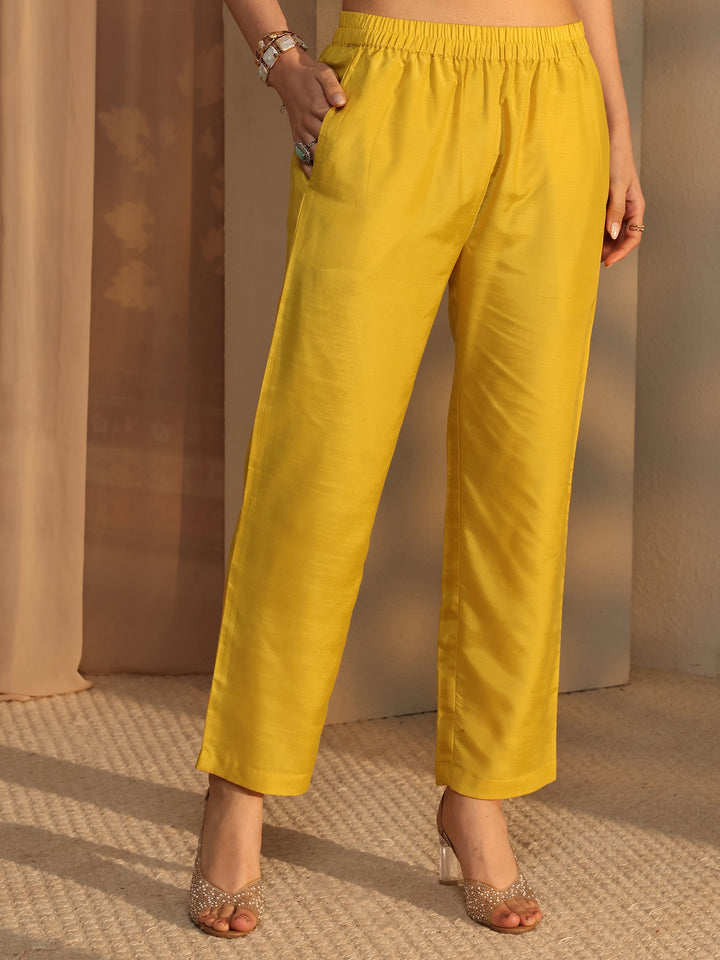 Yellow Floral Embroidered Chiffon Anarkali Suit Set with Dupatta