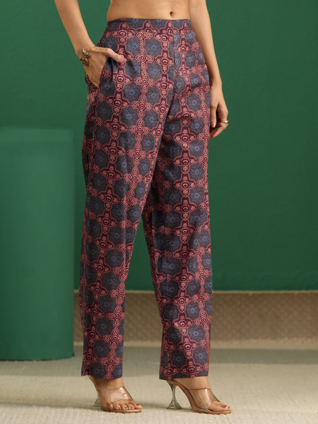 Libas Multi Colour Ajrakh Cotton Straight Suit Set