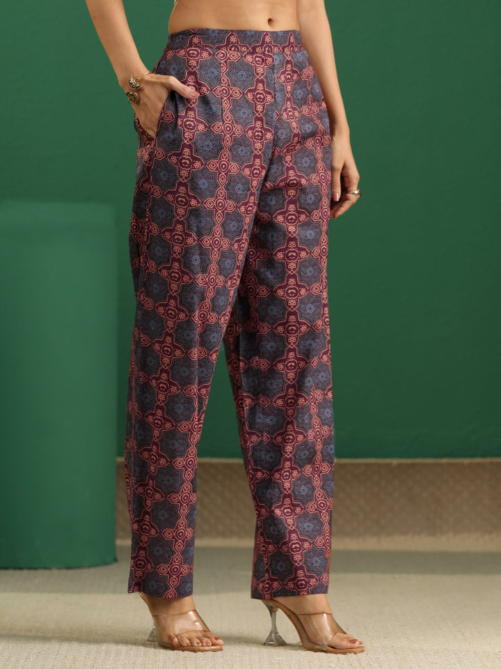 Libas Multi Colour Ajrakh Cotton Straight Suit Set