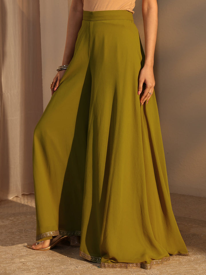 Libas Art Green Embroidered Georgette A-Line Suits Set With Dupatta
