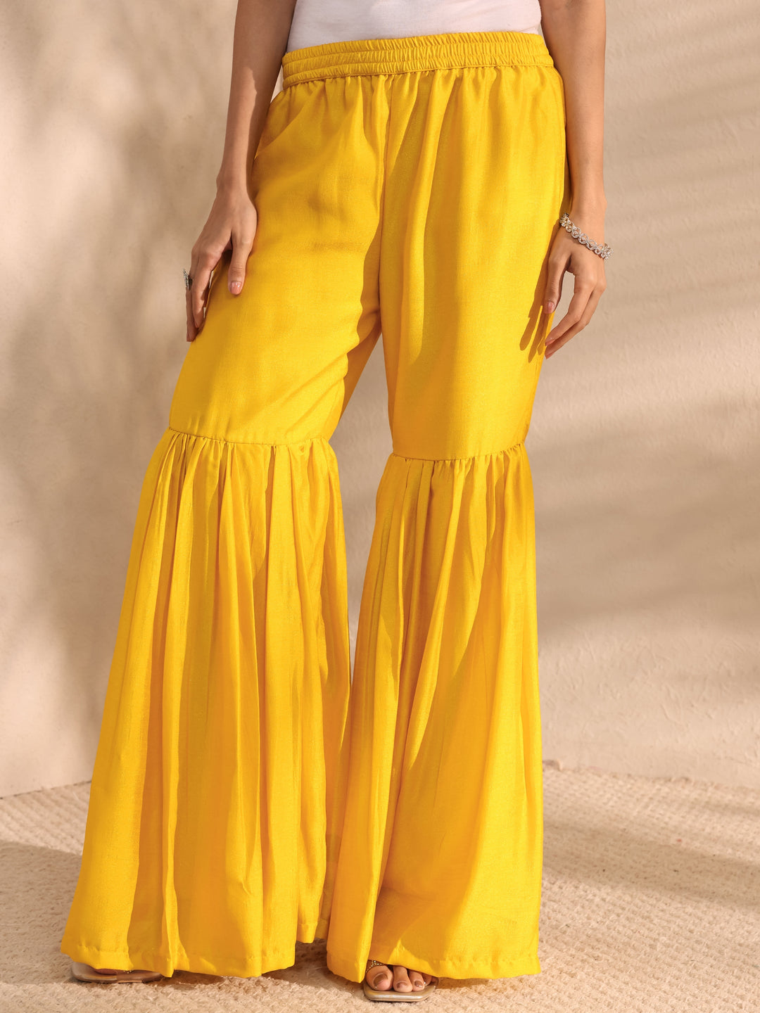 Mustard Floral Embroidered Silk Blend Straight Suit Set With Dupatta