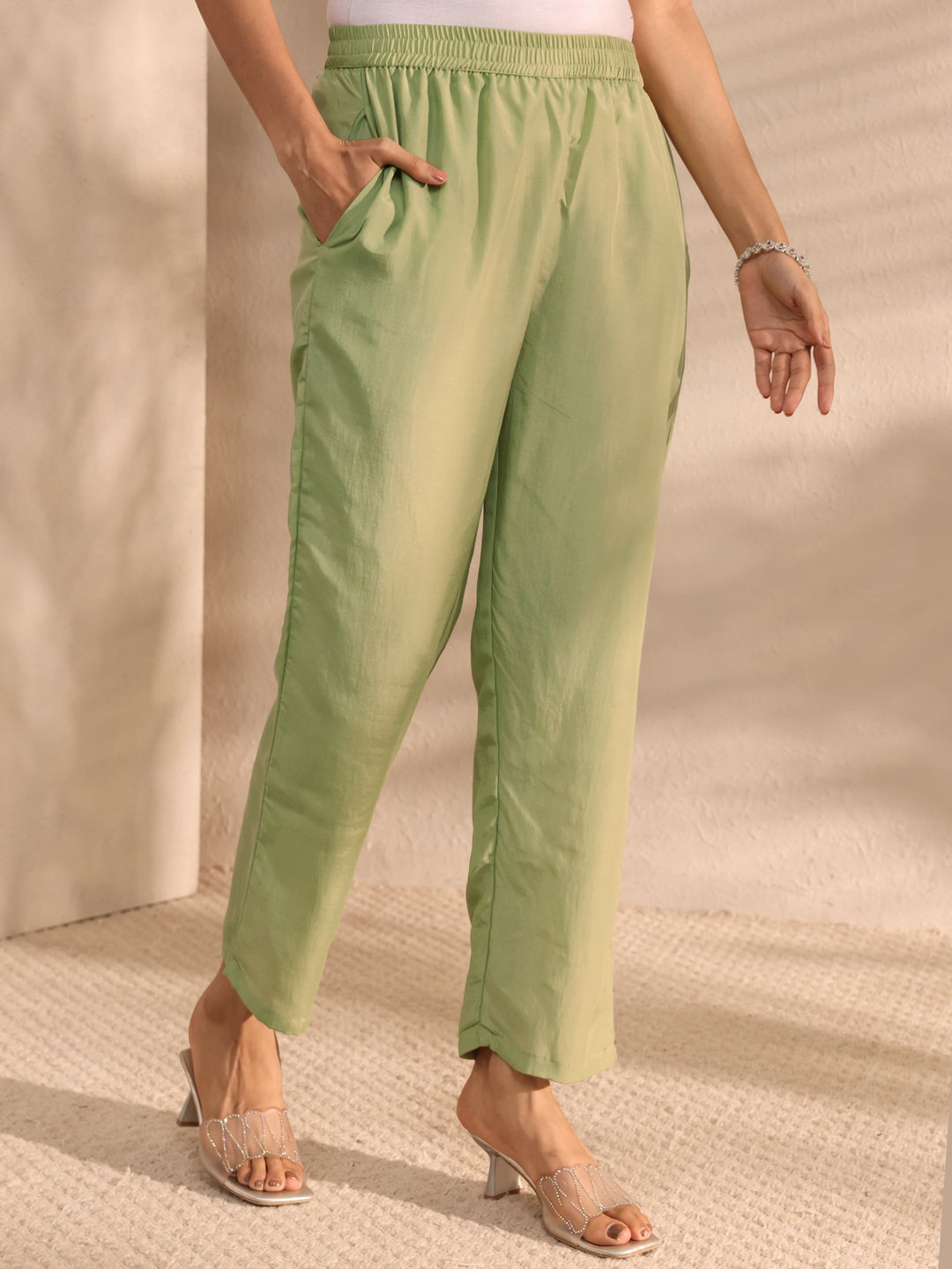 Green Embroidered Chiffon Straight Suit Set With Dupatta