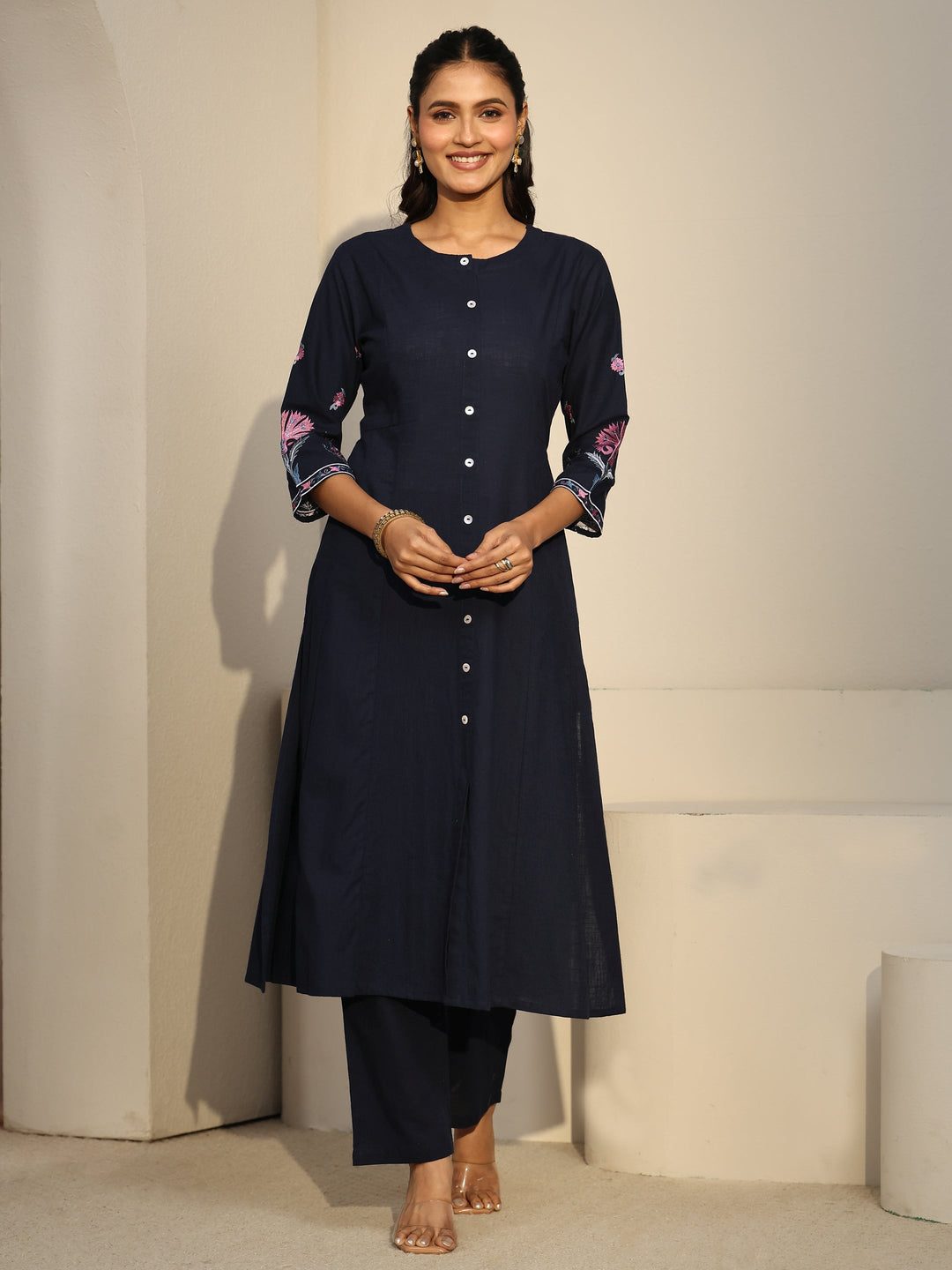 Libas Navy Blue Cotton Co-Ord Set