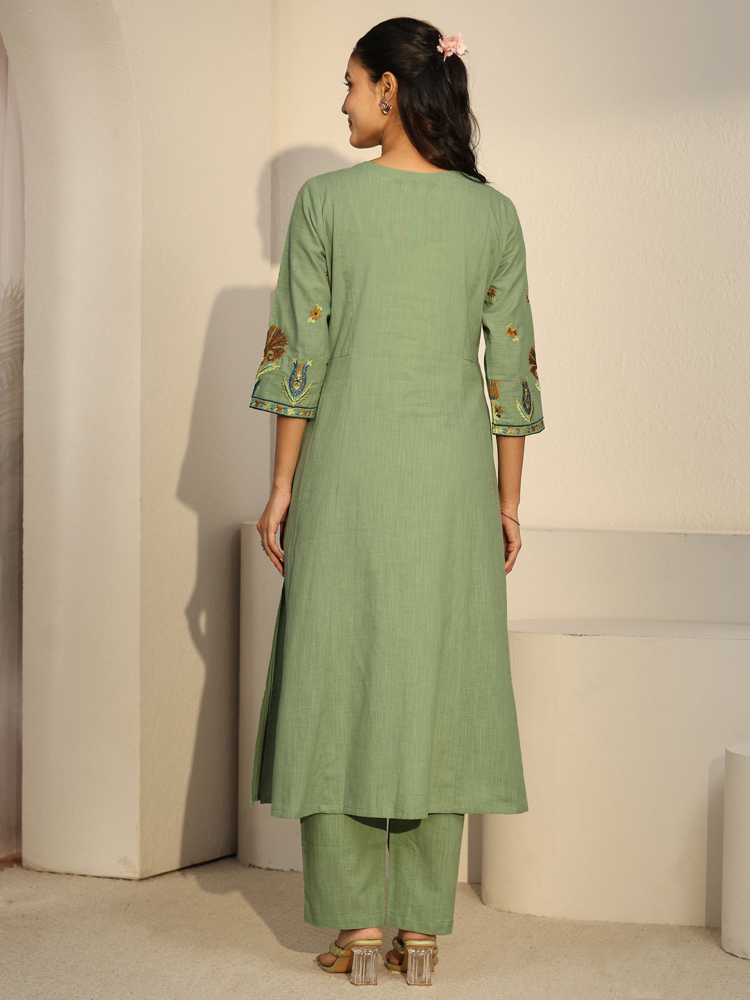 Libas Pista Green Cotton Co-Ord Set
