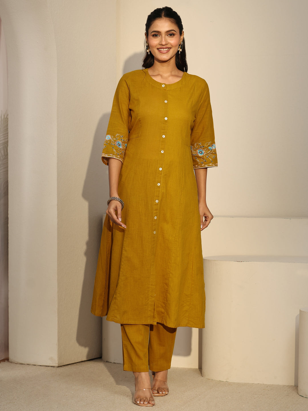 Libas Mustard Cotton Co-Ord Set