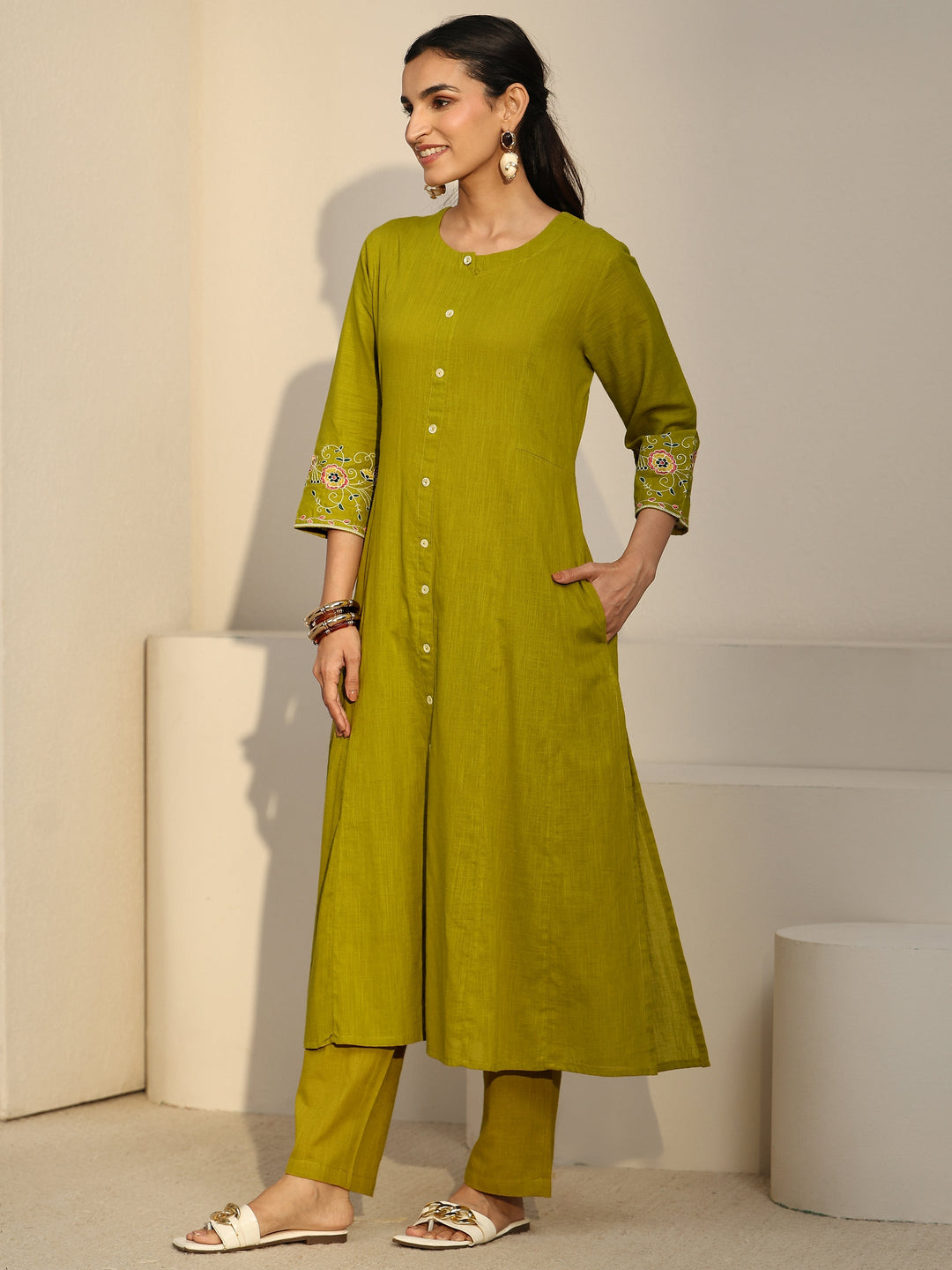 Libas Lime Green Cotton Co-Ord Set