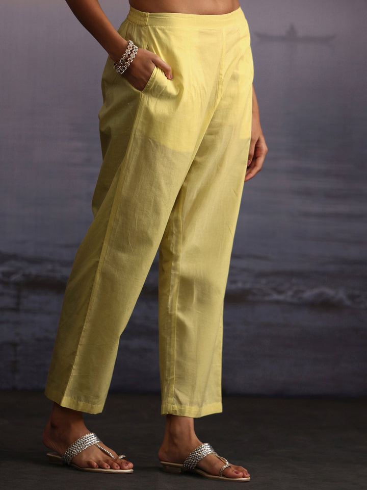 Libas Yellow Yoke Design Strappy Cotton A-Line Suit Set