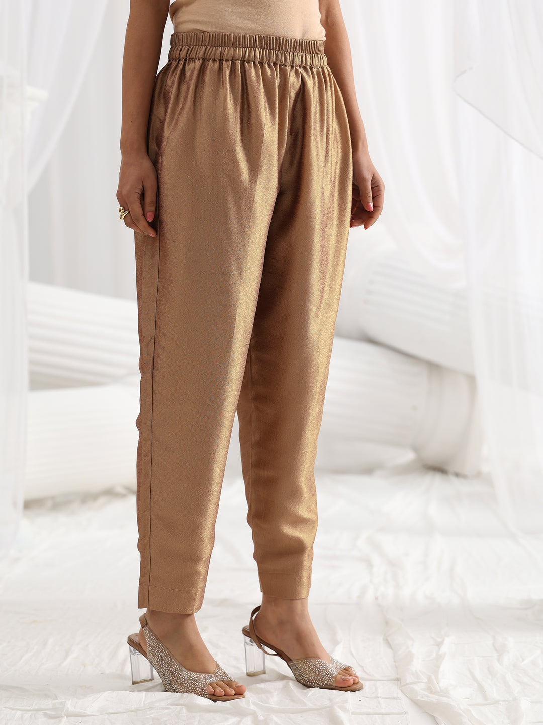 Brown Embroidered Silk Blend A-Line Suit Set With Dupatta