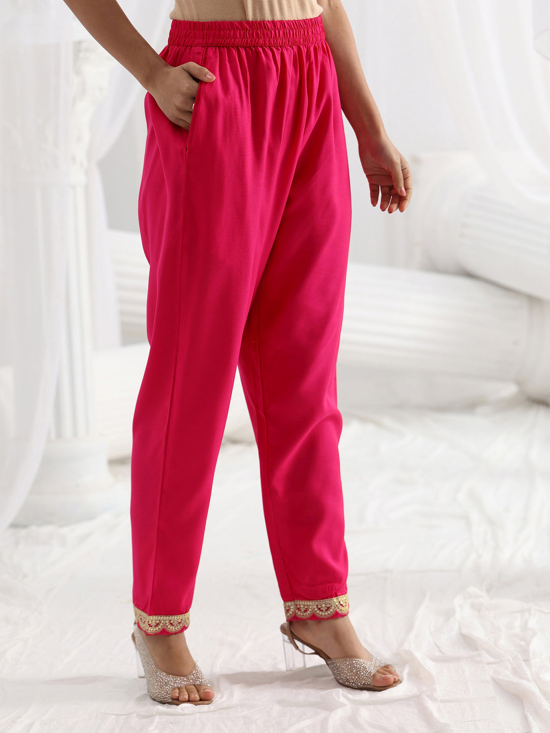 Orange Printed Chinon Straight Suit Set With Dupatta