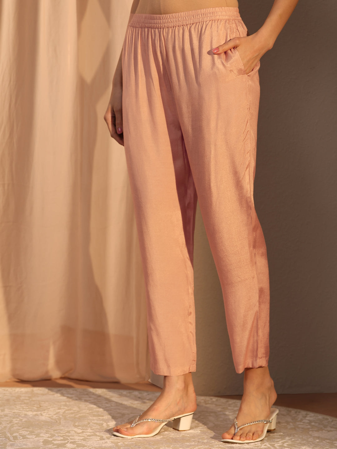 Beige Printed Crepe Straight Suit Set With Dupatta