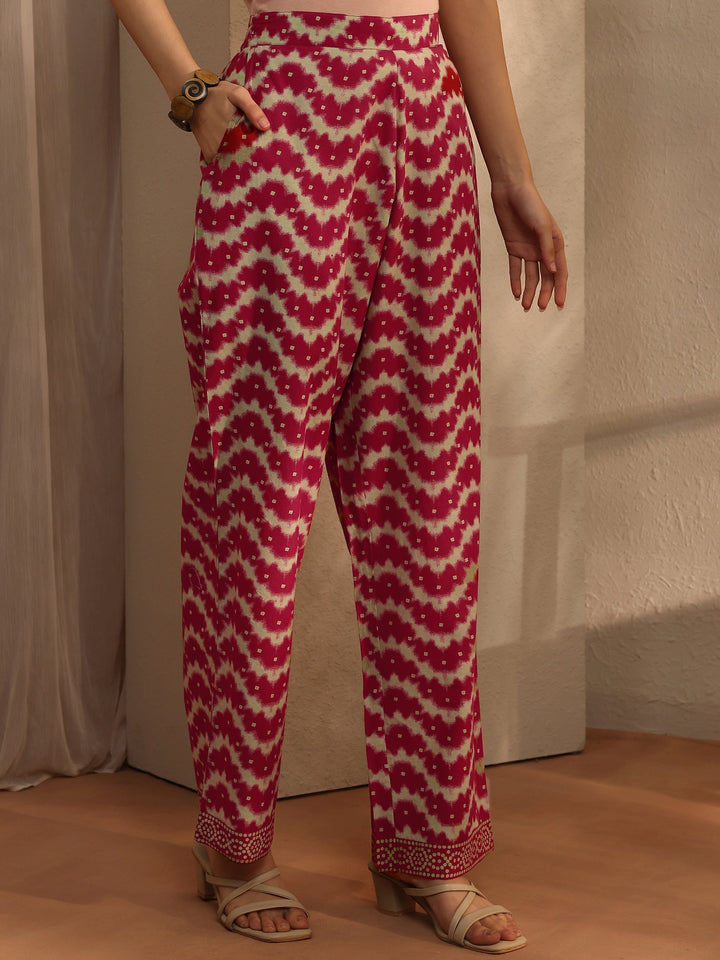 Red Bandhani Printed Cotton Blend A-Line Suit Set With Dupatta