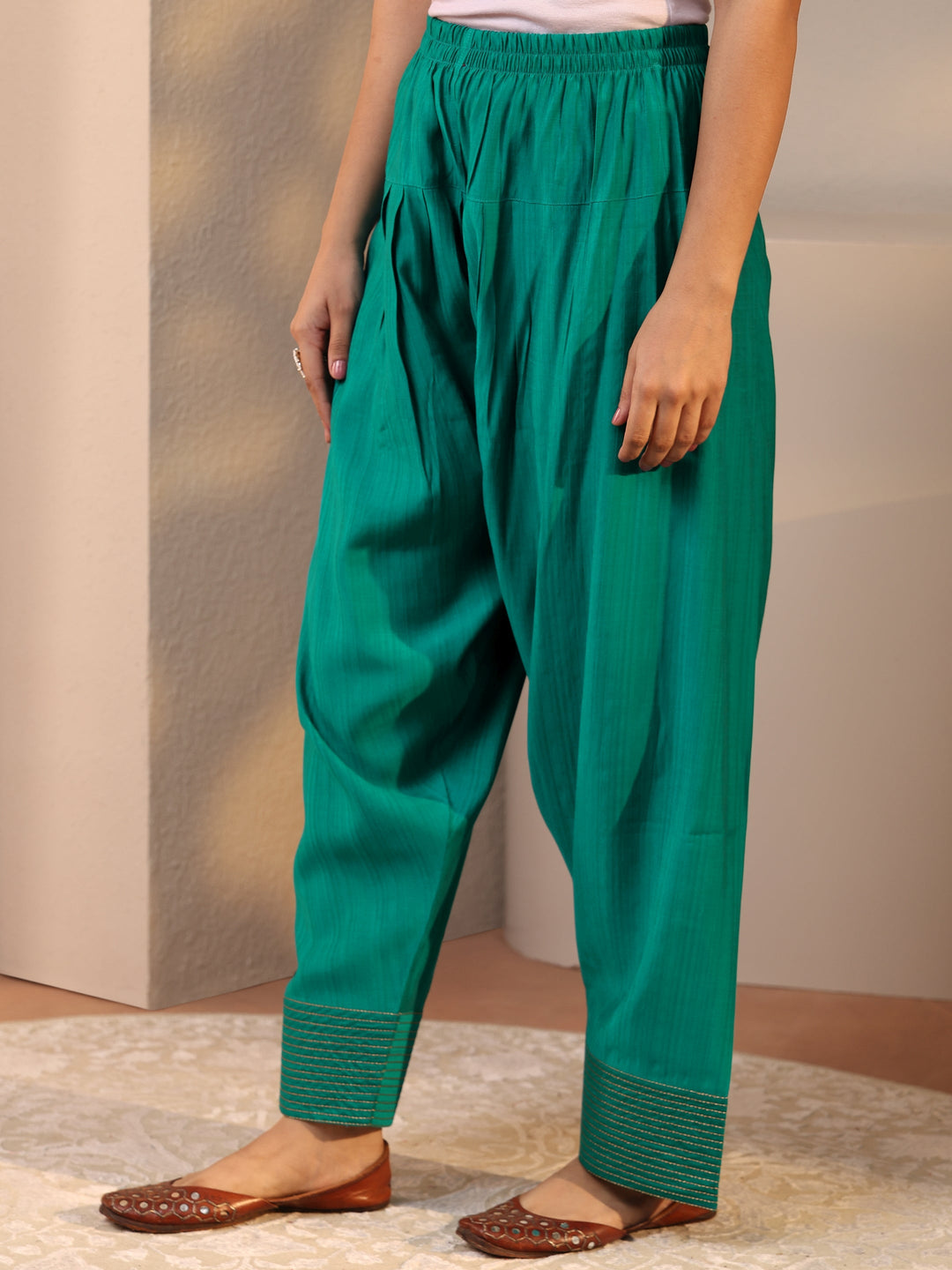 Green Floral Embellished Silk Blend Co-Ord Set