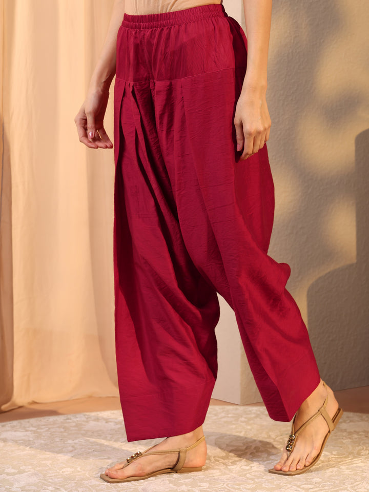 Libas Maroon Silk Blend Farshi Salwar Kurta Set