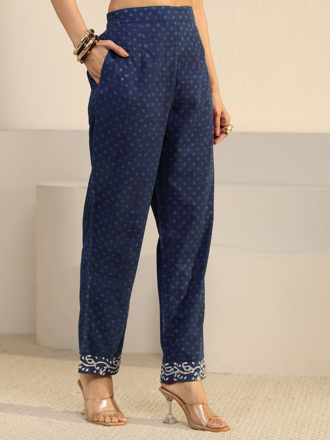 Libas Blue Abstract Printed Cotton Straight Suit Set
