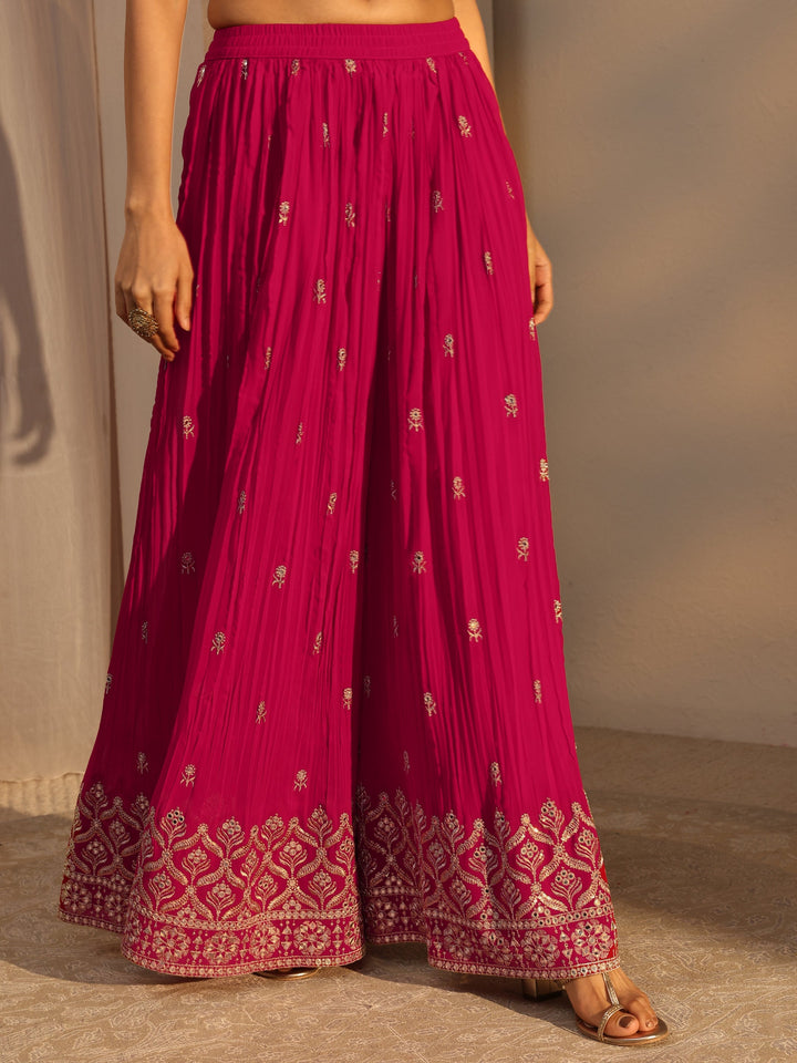 Libas Art Orange Floral Embroidered Georgette Straight Suits Set With Dupatta