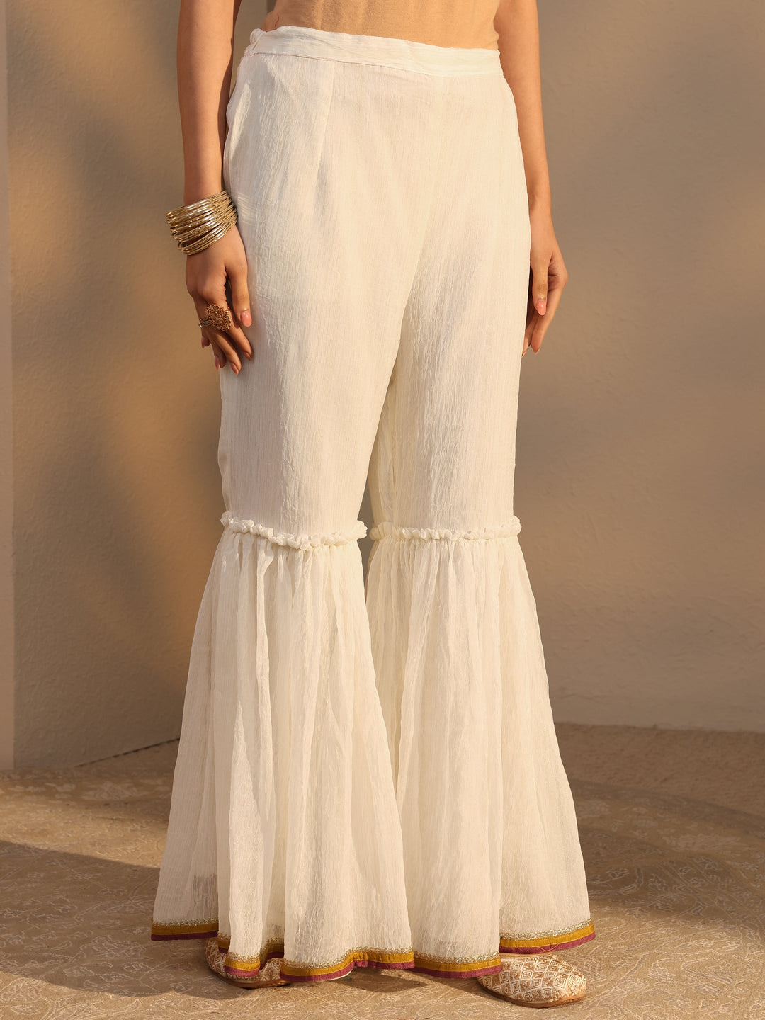 Off White Woven Design Chiffon Straight Suits Set With Dupatta