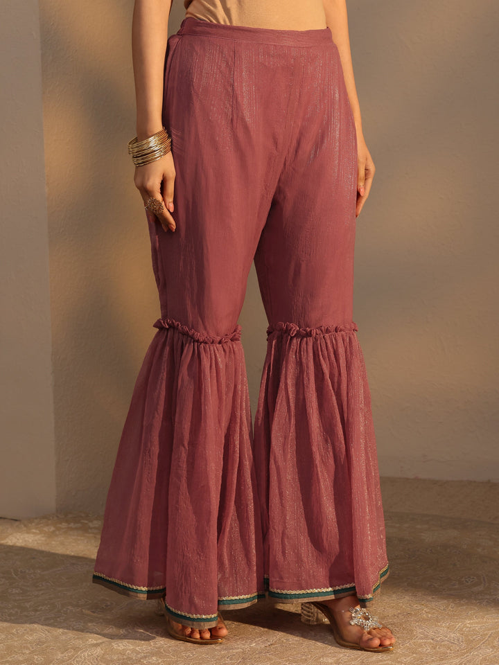 Peach Woven Design Chiffon Straight Suits Set With Dupatta