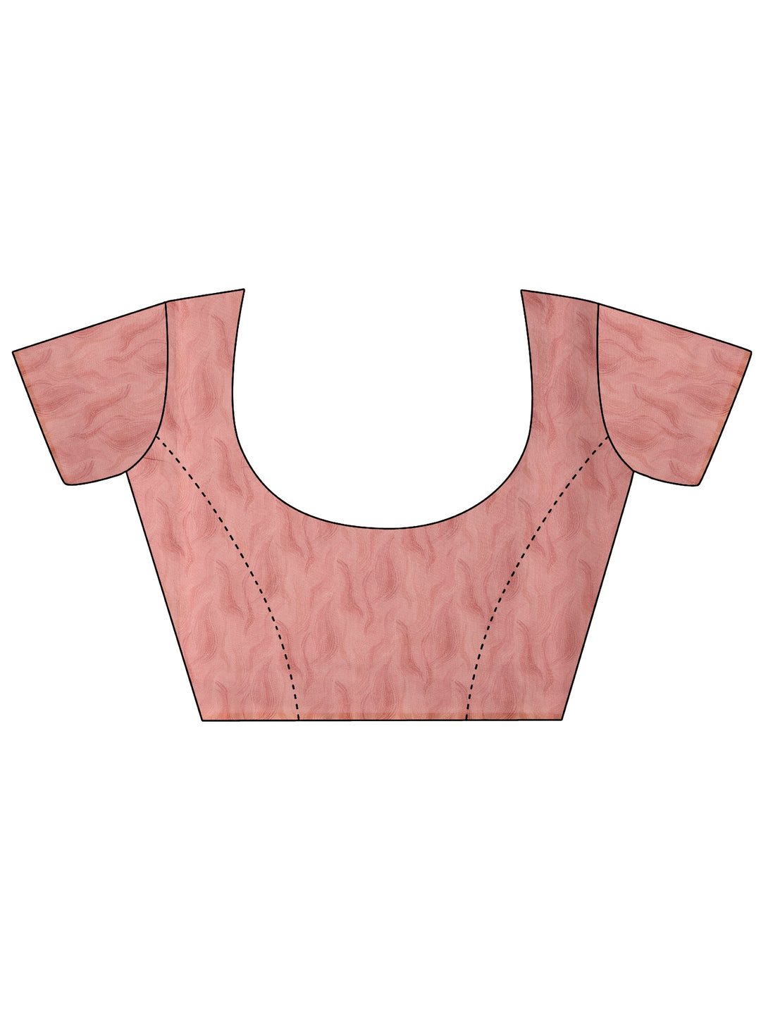 Peach Printed Silk Blend Saree With Unstitched Blouse Piece