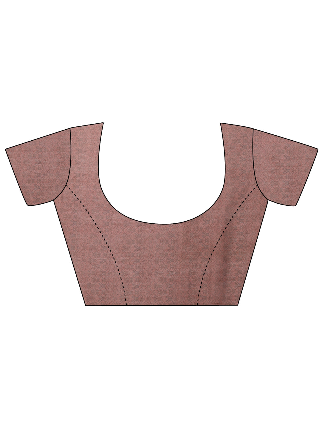 Brown Printed Silk Blend Saree With Unstitched Blouse Piece