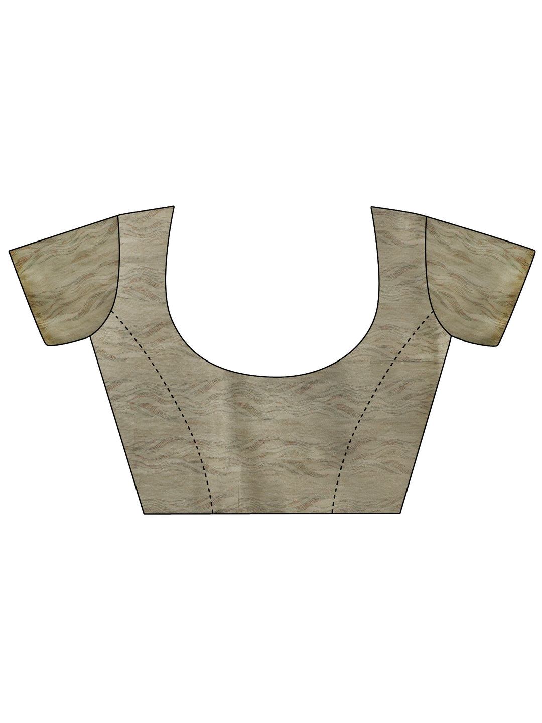 Beige Printed Silk Blend Saree With Unstitched Blouse Piece