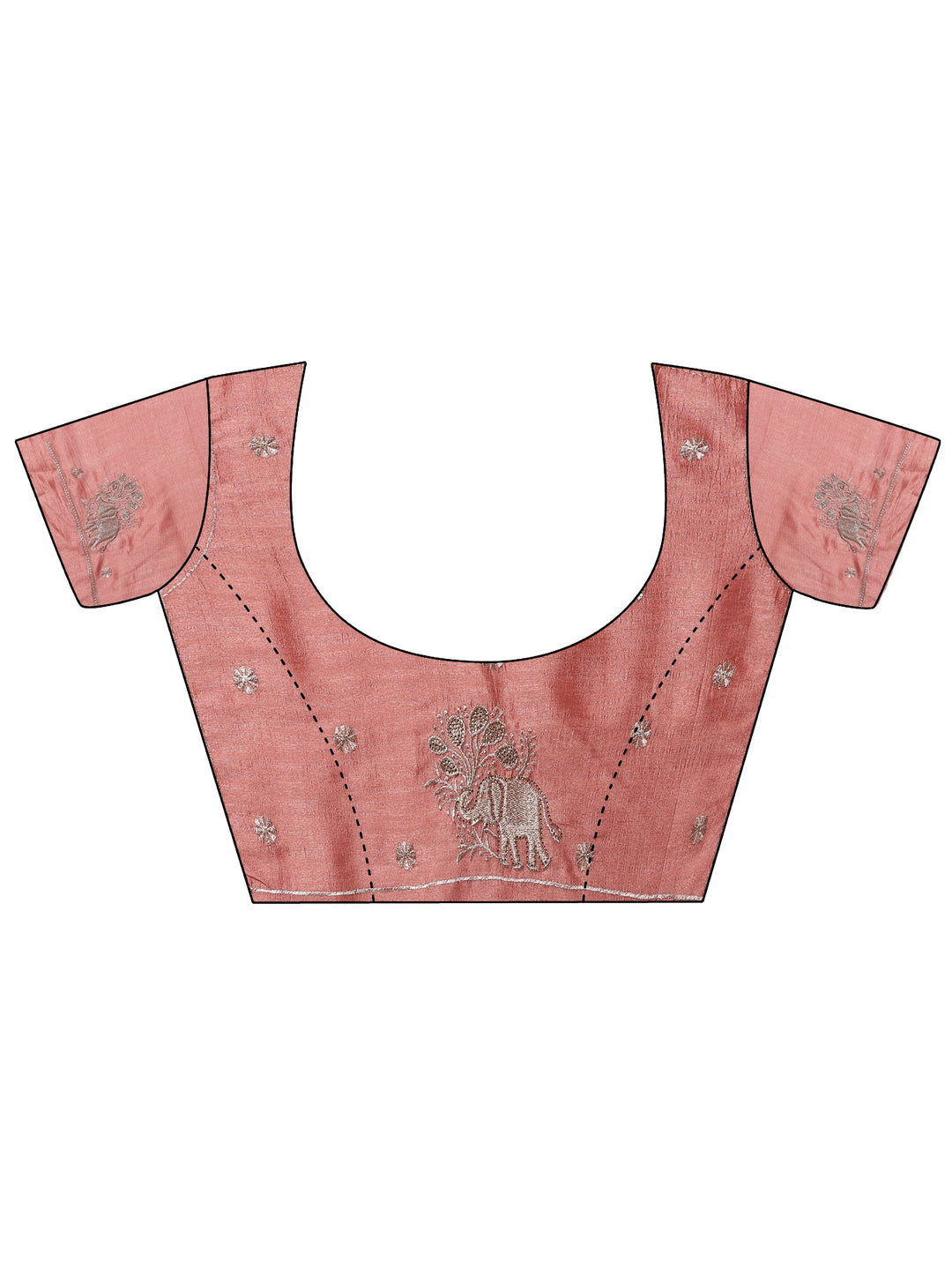 Pink Embellished Chinon Saree With Unstitched Blouse Piece