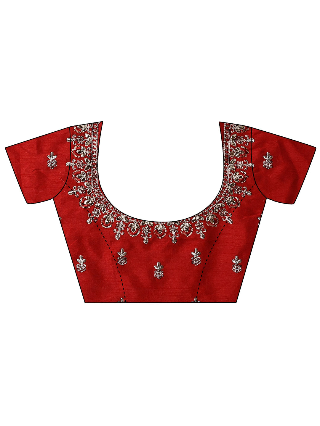 Red Bandhani Printed Silk Blend Saree With Unstitched Blouse Piece