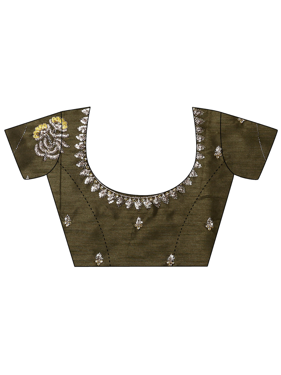 Mustard Embellished Silk Blend Saree With Unstitched Blouse Piece