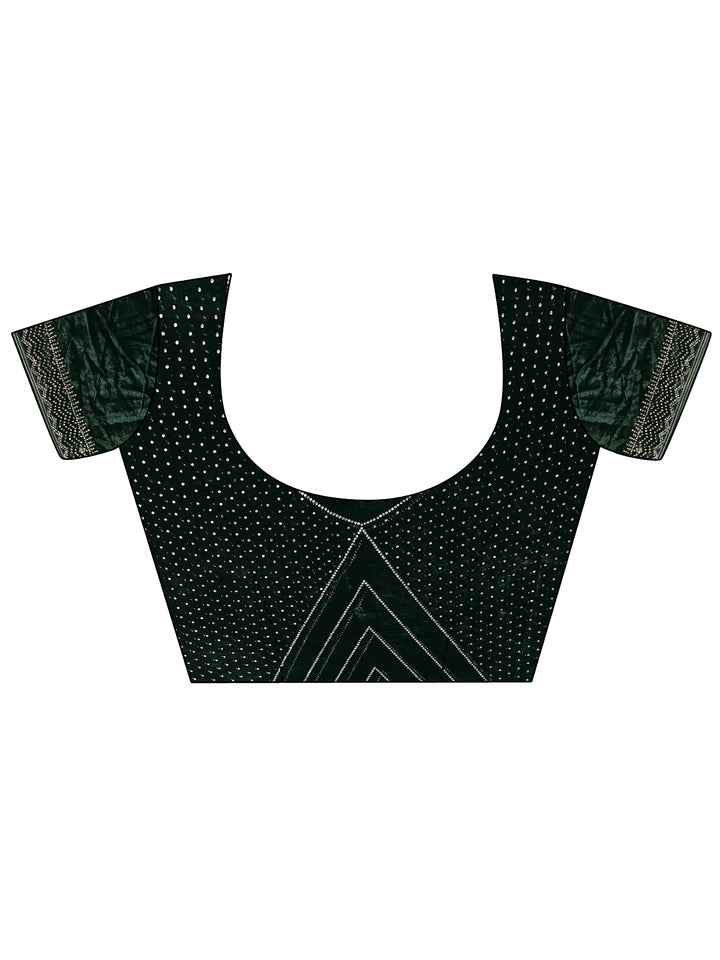 Green Solid Chiffon Saree With Unstitched Blouse Piece