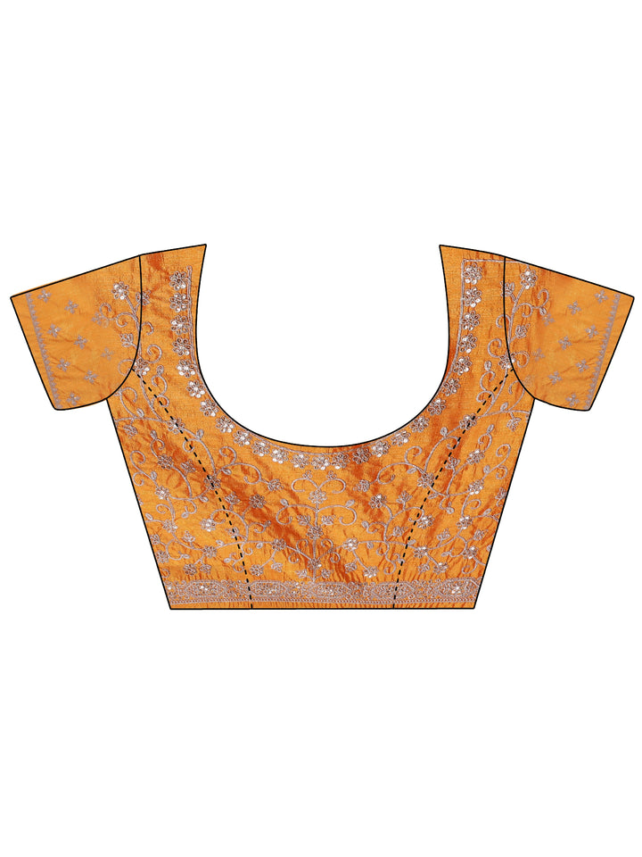 Orange Bandhani Printed Silk Blend Saree With Unstitched Blouse Piece