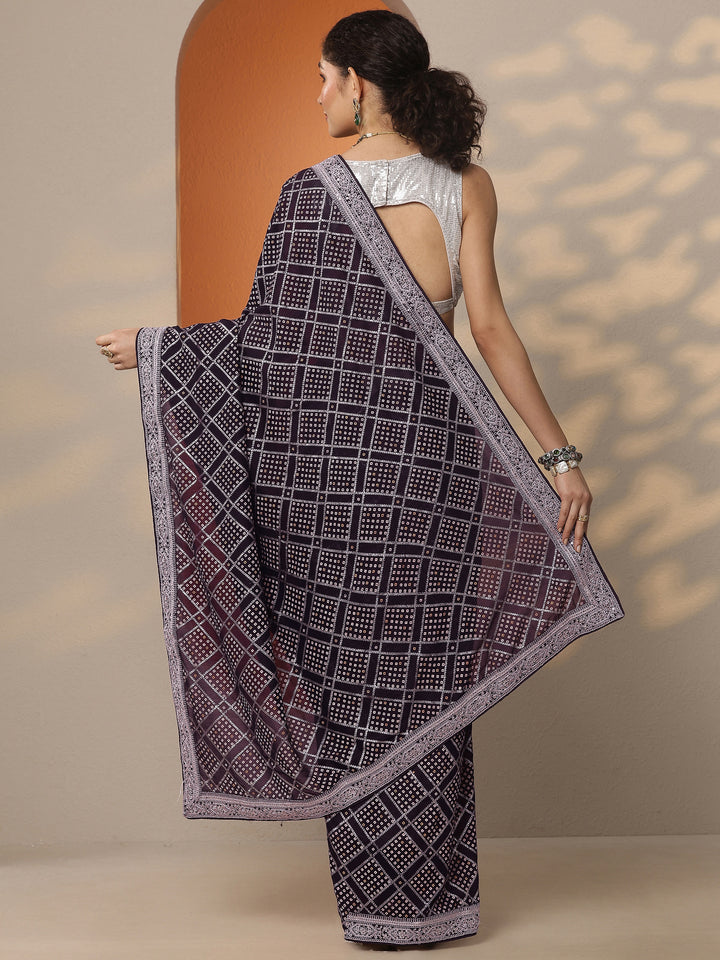 Purple Bandhani Printed Silk Blend Saree With Unstitched Blouse Piece