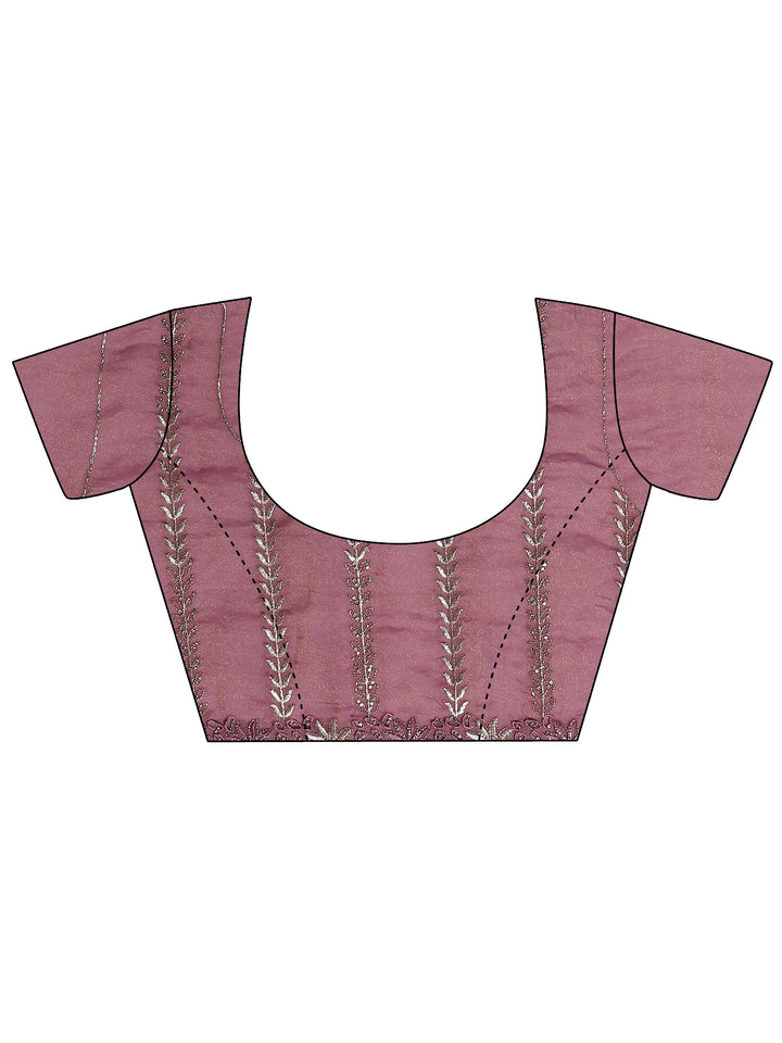 Pink Embellished Organza Saree With Unstitched Blouse Piece