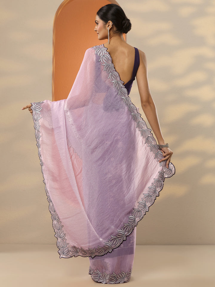 Pink Solid Organza Saree With Unstitched Blouse Piece