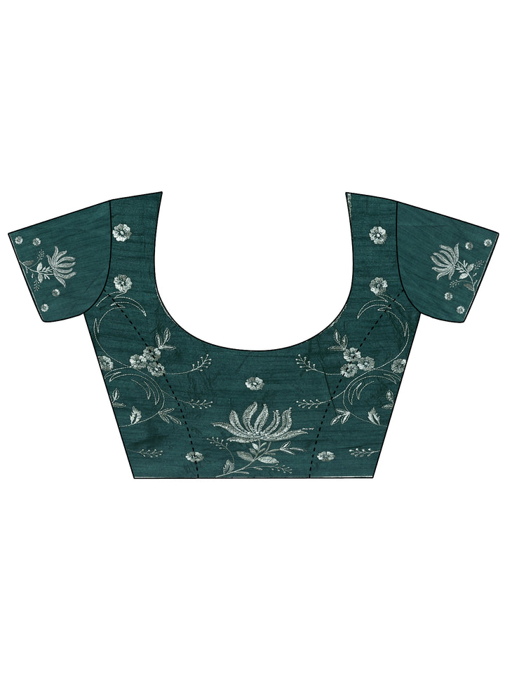 Green Solid Organza Saree With Unstitched Blouse Piece