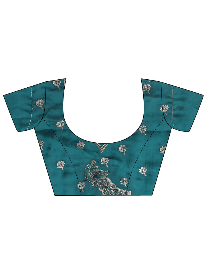 Green Solid Chiffon Saree With Unstitched Blouse Piece