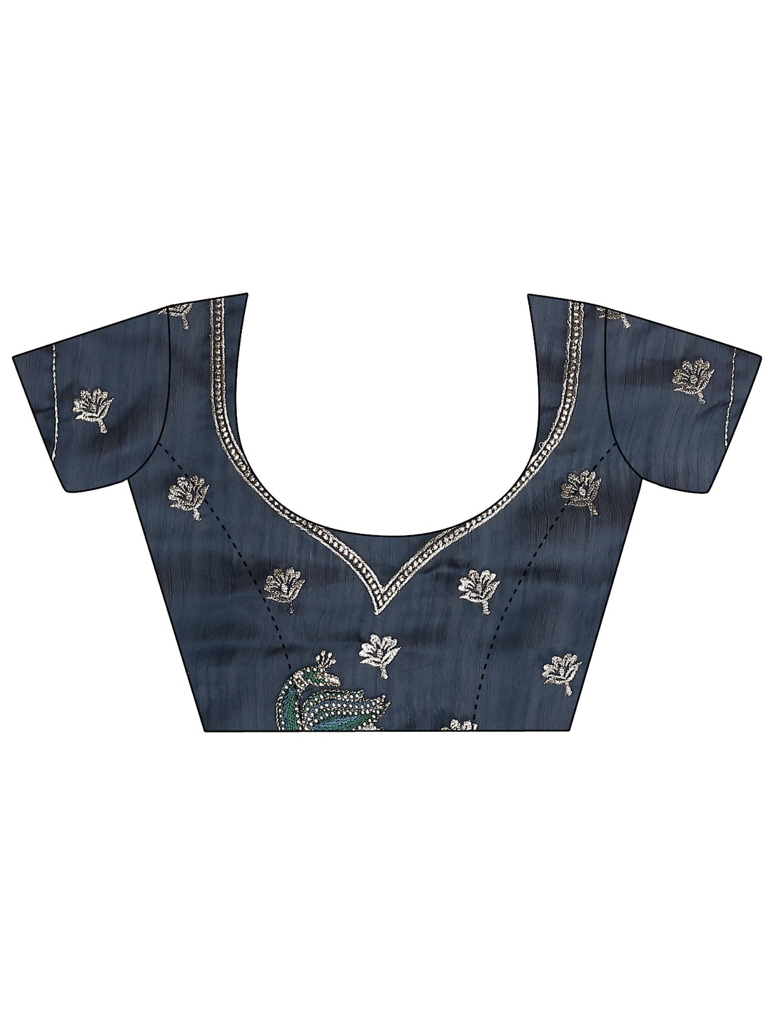 Navy Blue Solid Chiffon Saree With Unstitched Blouse Piece