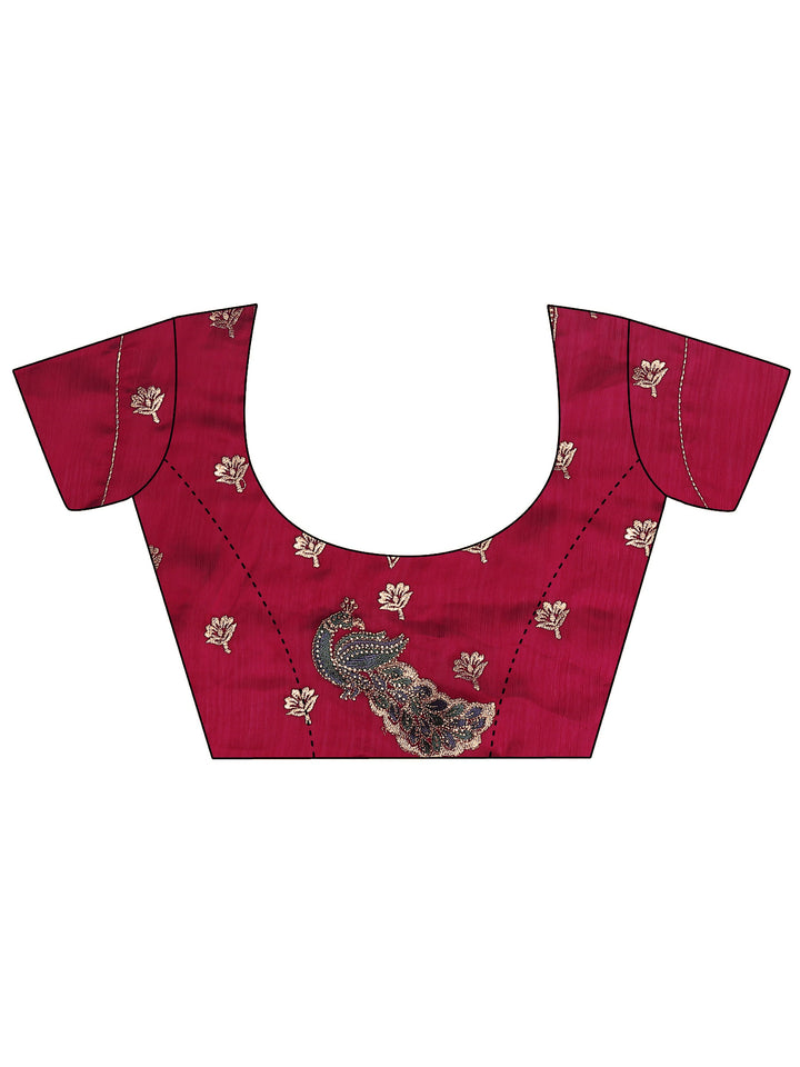 Red Solid Chiffon Saree With Unstitched Blouse Piece