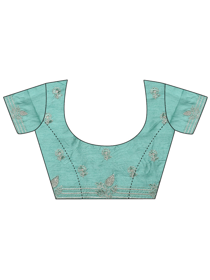 Green Embellished Organza Saree With Unstitched Blouse Piece