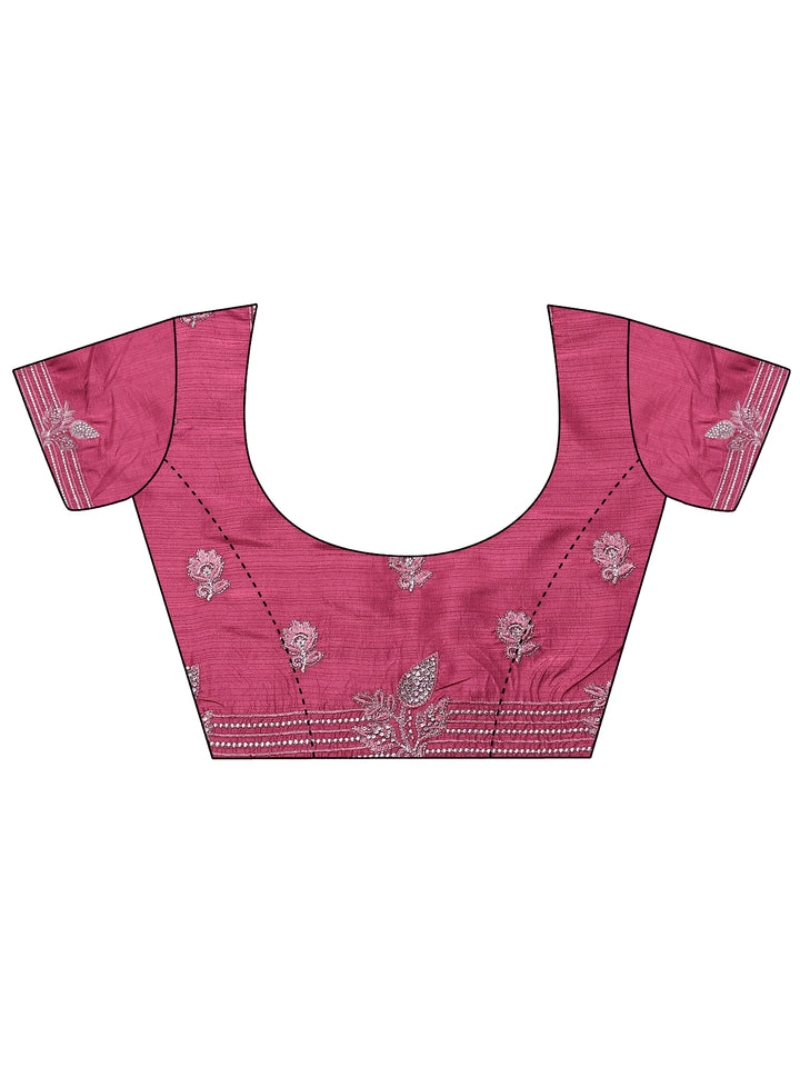 Pink Embellished Organza Saree With Unstitched Blouse Piece