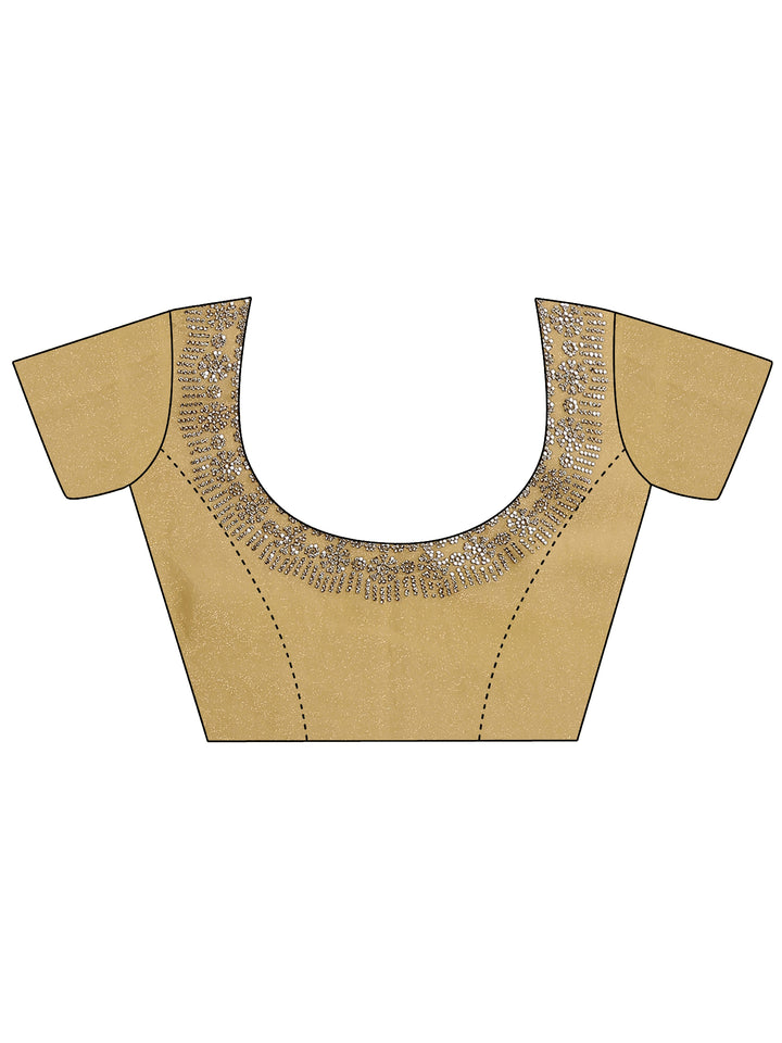 Multi Embellished Silk Blend Saree With Unstitched Blouse Piece