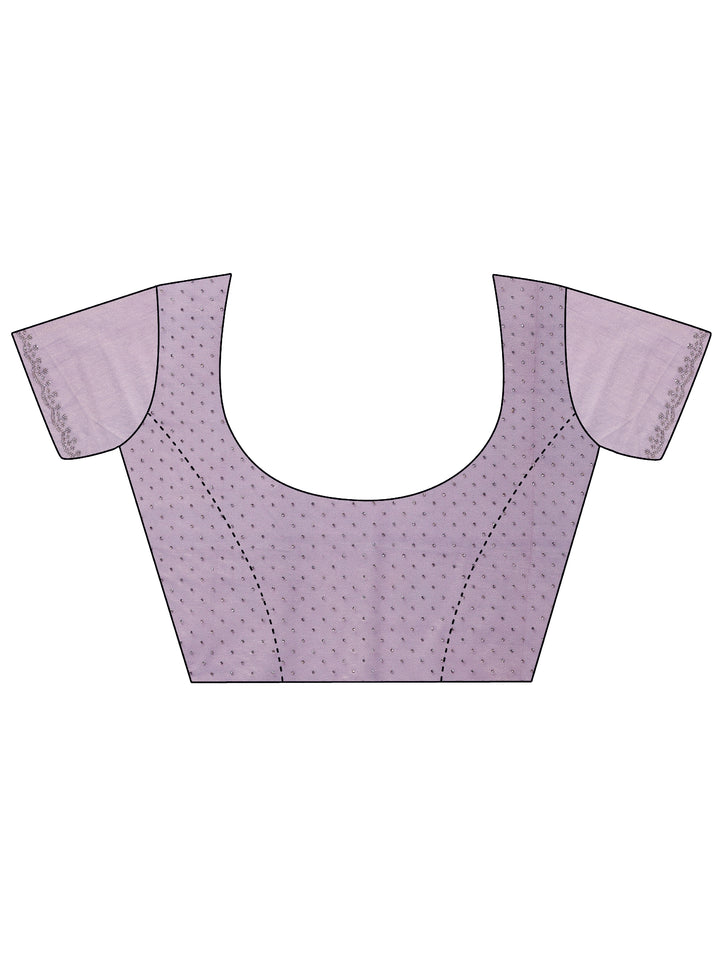 Lavender Embellished Nylon Saree With Unstitched Blouse Piece