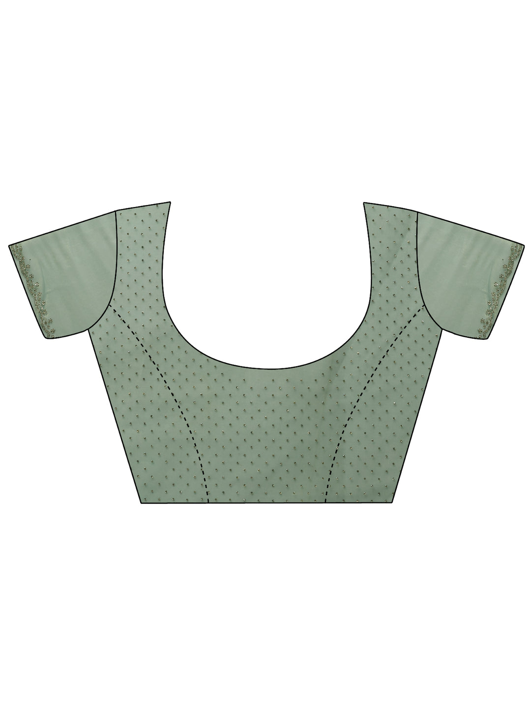 Green Embellished Nylon Saree With Unstitched Blouse Piece