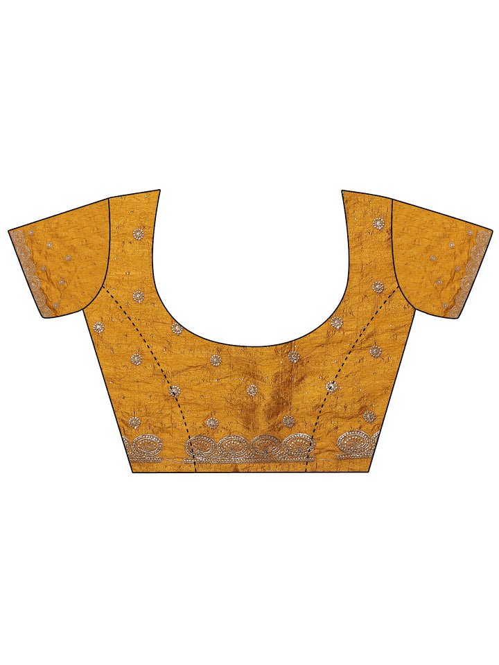Mustard  Embellished Silk Blend Saree With Unstitched Blouse Piece