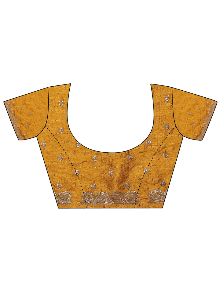 Mustard  Embellished Silk Blend Saree With Unstitched Blouse Piece
