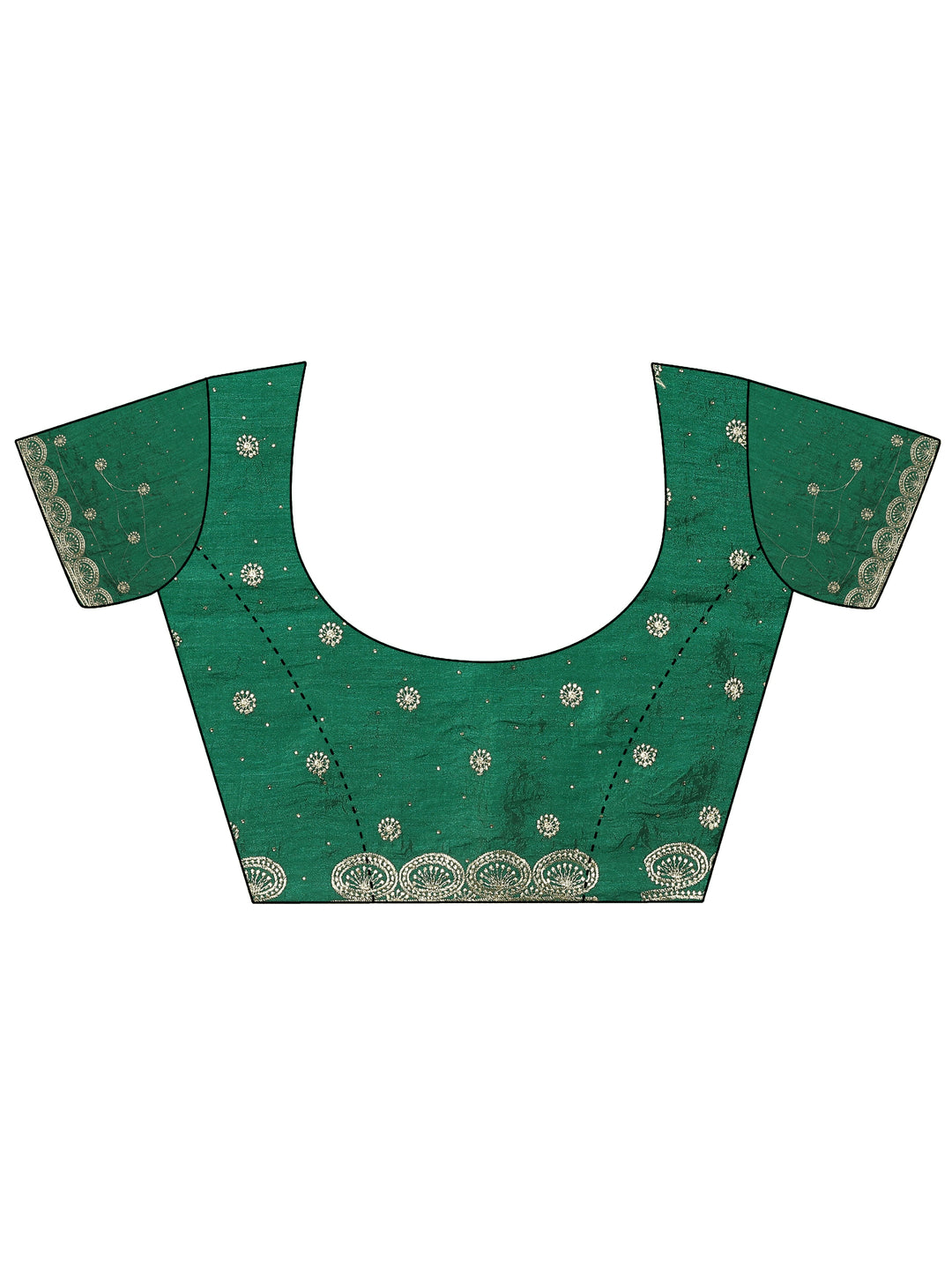 Green Embellished Silk Blend Saree With Unstitched Blouse Piece