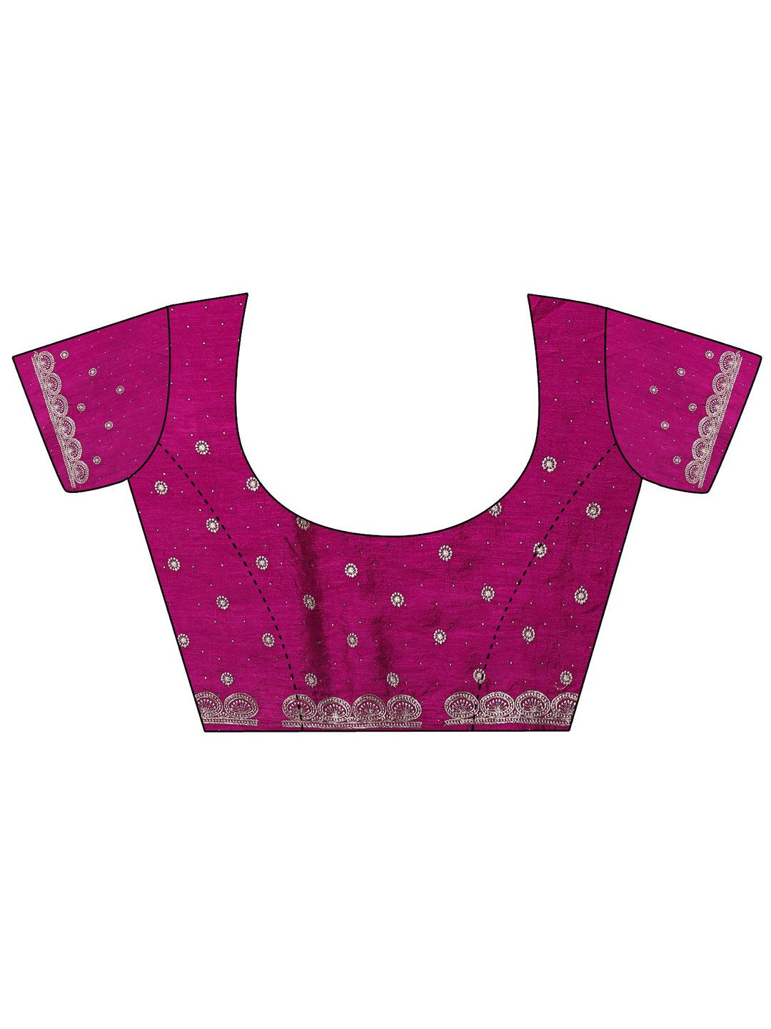 Magenta Embellished Silk Blend Saree With Unstitched Blouse Piece