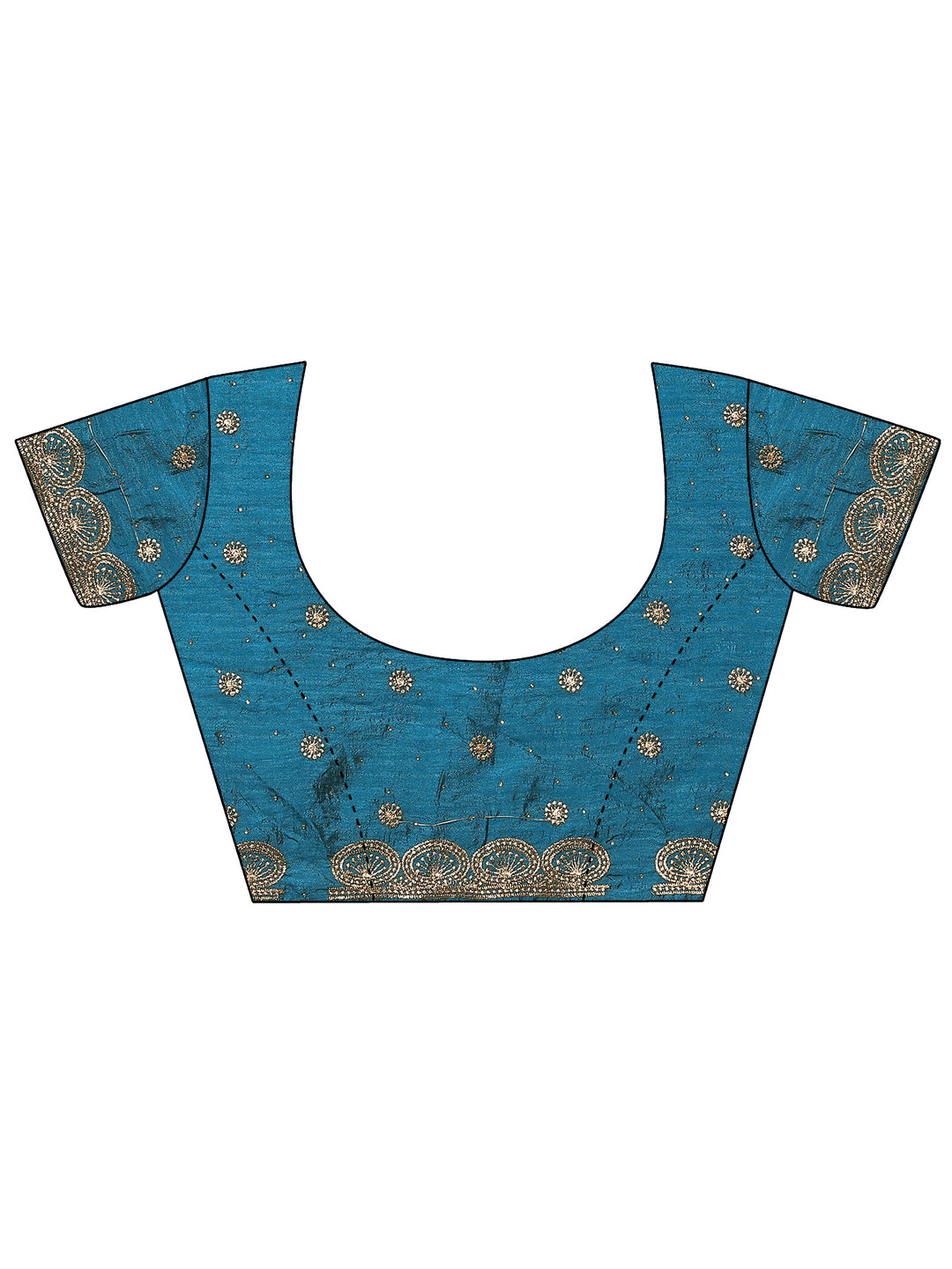 Blue Embellished Silk Blend Saree With Unstitched Blouse Piece