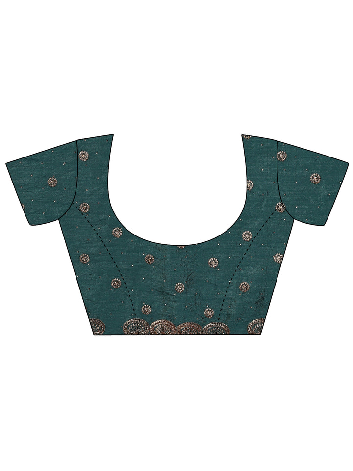 Green Embellished Silk Blend Saree With Unstitched Blouse Piece