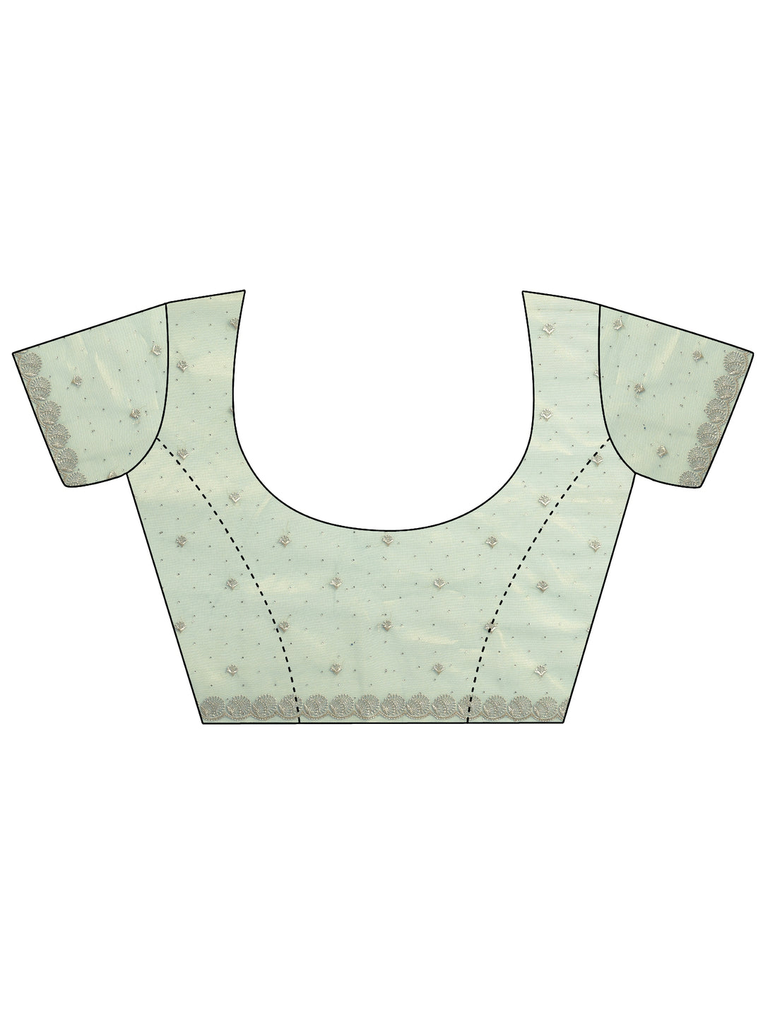 Blue Embellished Nylon Saree With Unstitched Blouse Piece