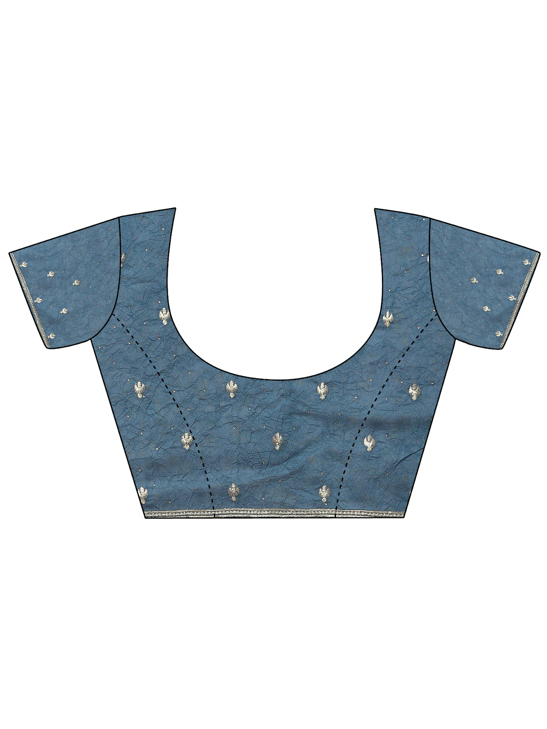 Blue Embellished Silk Blend Saree With Unstitched Blouse Piece